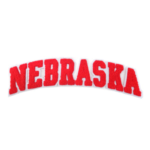 Varsity State Name Nebraska in Multicolor Chenille Patch