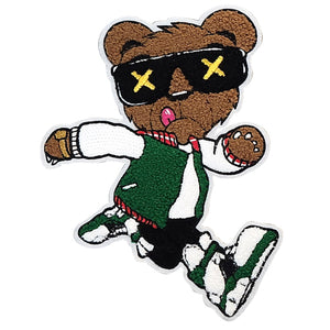 Running Hip Hop Teddy Bear Chenille Patch