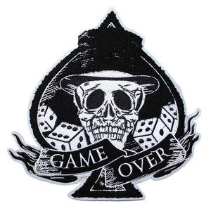 Skull Spade Game Over Embroidery Chenille Patch