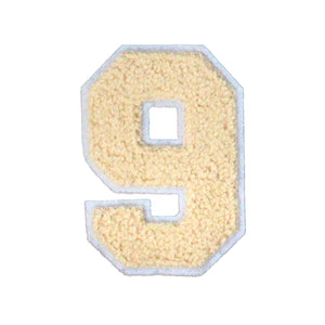 Varsity Number 0 to 9 Size 2.5, 4, 6, and 8 Inches Beige Cream White