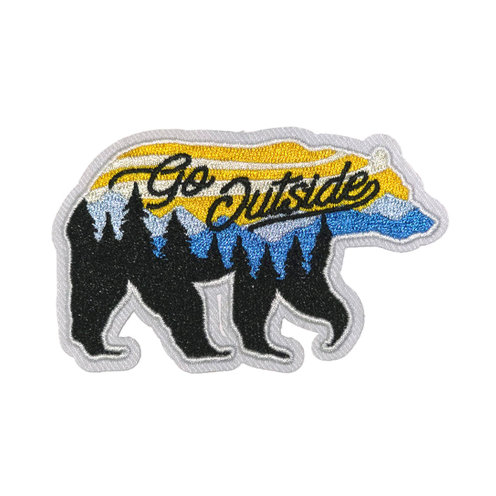 Go Outside Nature Bear Embroidery Patch