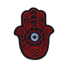 Load image into Gallery viewer, Hamsa Evil Eye Moss Wall Protect Your Space Hand Embroidery Patch
