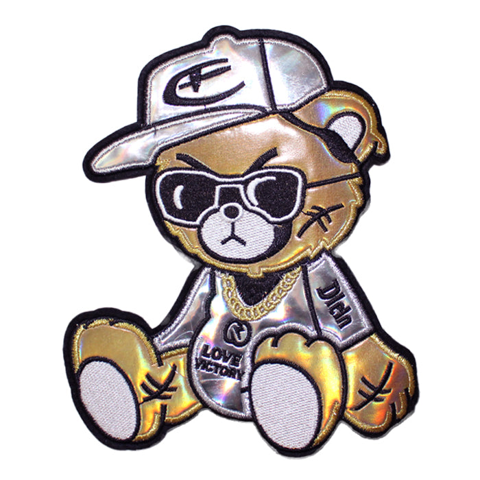 Gold Hustling Gangster Bear PU Embroidery Patch