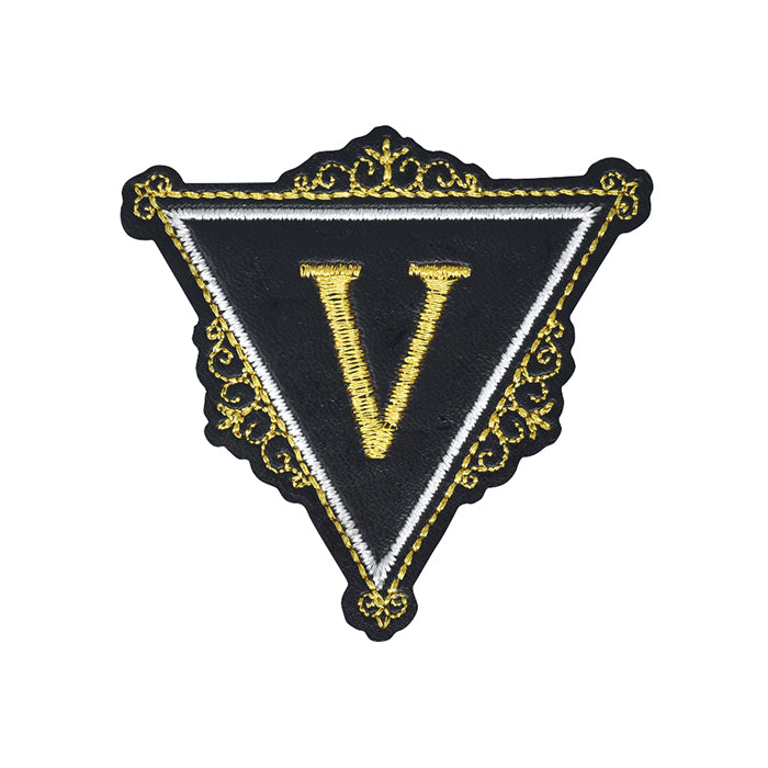 Golden Thread 'V' Nabla Design Embroidery Patch