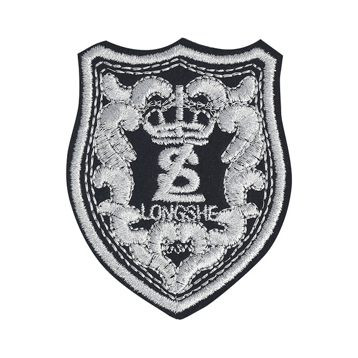 Silver Thread Royal Crown Design Embroidery Patch