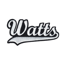 Load image into Gallery viewer, Varsity City Name Watts in Multicolor Embroidery Patch
