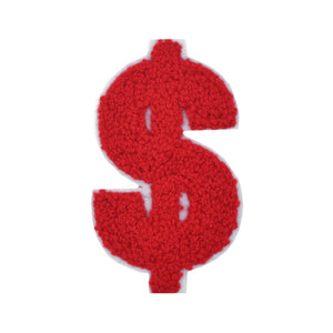 Dollar Sign $ from 2.5 inch to 8 Inch in Multicolor Chenille Patch