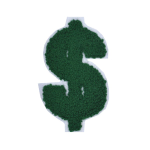 Dollar Sign $ from 2.5 inch to 8 Inch in Multicolor Chenille Patch