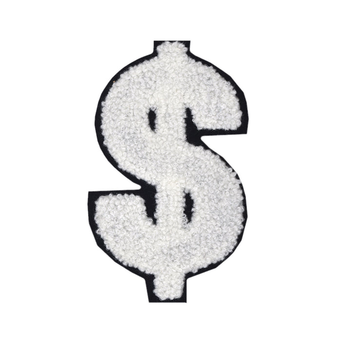 Dollar Sign $ from 2.5 inch to 8 Inch in Multicolor Chenille Patch