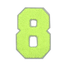 Load image into Gallery viewer, Varsity Number 0 to 9 Size 2.5, 4, 6, and 8 Inches Neon Lime
