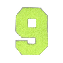 Load image into Gallery viewer, Varsity Number 0 to 9 Size 2.5, 4, 6, and 8 Inches Neon Lime
