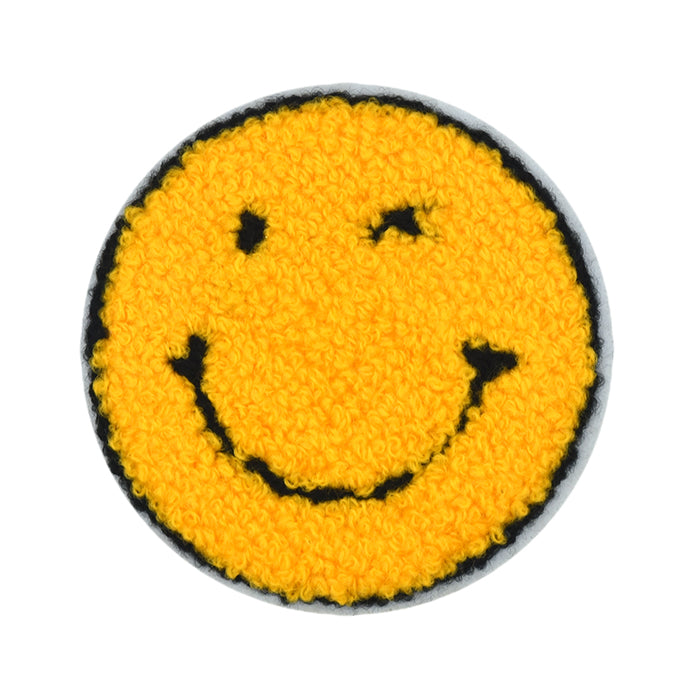 Smile Wink Emoji Face Chenille Patch