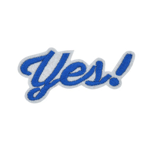 Wording 'Yes!' in Multicolor Embroidery Stitch