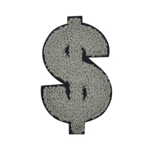 Dollar Sign $ from 2.5 inch to 8 Inch in Multicolor Chenille Patch