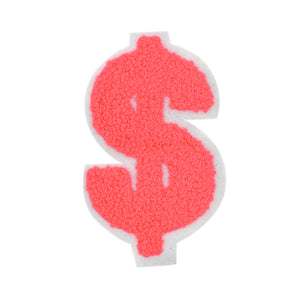 Dollar Sign $ from 2.5 inch to 8 Inch in Multicolor Chenille Patch