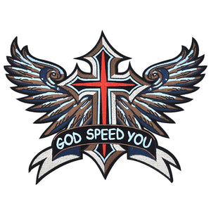 Cross 'GOD SPEED YOU' Embroidery Patch