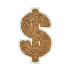 Dollar Sign $ from 2.5 inch to 8 Inch in Multicolor Chenille Patch