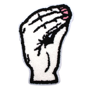 Italian Hand Pinched Fingers Gesture in Multicolor Chenille Patch