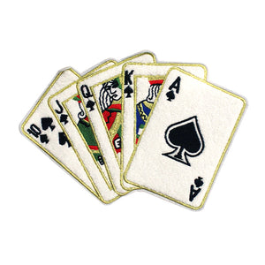 Spade Royal Flush Spade Card Chenille Patch