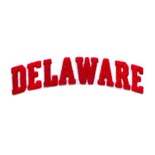 Load image into Gallery viewer, Varsity State Name Delaware in Multicolor Chenille Patch
