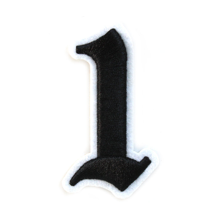 3D Old English Roman Font Number 0 to 9 Size 2, 3 inches Black Embroidery Patch