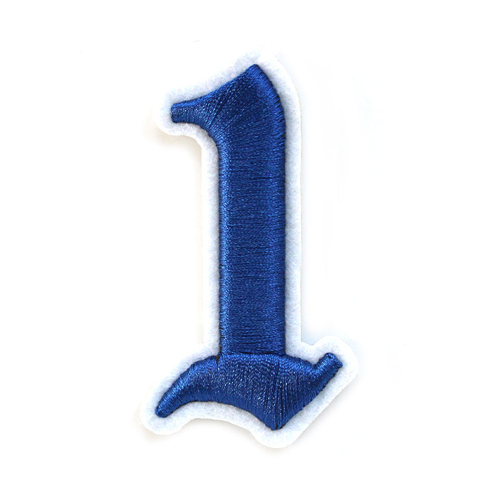 3D Old English Roman Font Number 0 to 9 Size 2, 3 inches Royal Blue Embroidery Patch