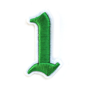 3D Old English Roman Font Number 0 to 9 Size 2, 3 inches Green Embroidery Patch