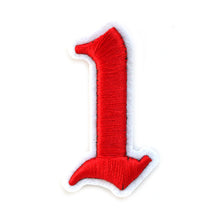 Load image into Gallery viewer, 3D Old English Roman Font Number 0 to 9 Size 2, 3 inches Red Embroidery Patch
