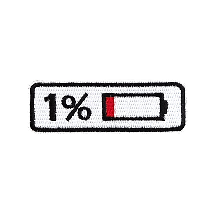 1% Battery Icon Embroidery Patch