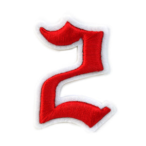 3D Old English Roman Font Number 0 to 9 Size 2, 3 inches Red Embroidery Patch