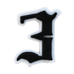 3D Old English Roman Font Number 0 to 9 Size 2, 3 inches Black Embroidery Patch