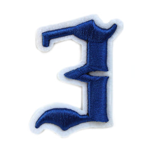 3D Old English Roman Font Number 0 to 9 Size 2, 3 inches Royal Blue Embroidery Patch