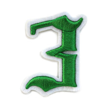 Load image into Gallery viewer, 3D Old English Roman Font Number 0 to 9 Size 2, 3 inches Green Embroidery Patch
