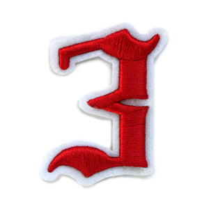 3D Old English Roman Font Number 0 to 9 Size 2, 3 inches Red Embroidery Patch