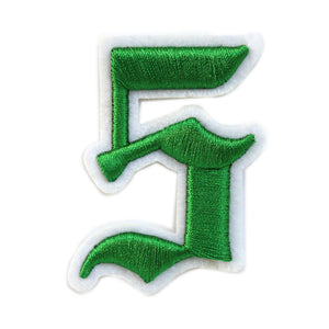 3D Old English Roman Font Number 0 to 9 Size 2, 3 inches Green Embroidery Patch