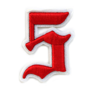 3D Old English Roman Font Number 0 to 9 Size 2, 3 inches Red Embroidery Patch