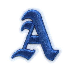 3D Old English Roman Font Alphabets A To Z Size 3 Inches Royal Blue Embroidery Patch