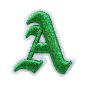 3D Old English Roman Font Alphabets A To Z Size 2 Inches Green Embroidery Patch