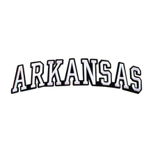 Load image into Gallery viewer, Varsity State Name Arkansas in Multicolor Embroidery Patch
