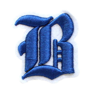 3D Old English Roman Font Alphabets A To Z Size 3 Inches Royal Blue Embroidery Patch