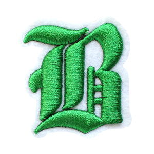 3D Old English Roman Font Alphabets A To Z Size 2 Inches Green Embroidery Patch