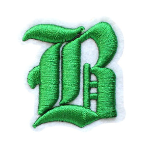 3D Old English Roman Font Alphabets A To Z Size 3 Inches Green Embroidery Patch