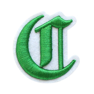 3D Old English Roman Font Alphabets A To Z Size 2 Inches Green Embroidery Patch