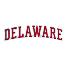 Load image into Gallery viewer, Varsity State Name Delaware in Multicolor Embroidery Patch
