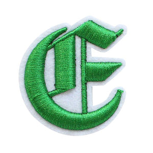 3D Old English Roman Font Alphabets A To Z Size 3 Inches Green Embroidery Patch