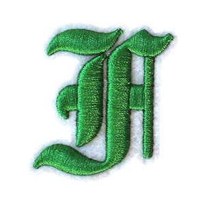 3D Old English Roman Font Alphabets A To Z Size 2 Inches Green Embroidery Patch