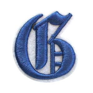 3D Old English Roman Font Alphabets A To Z Size 2 Inches Royal Blue Embroidery Patch