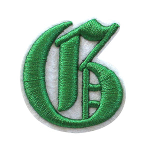 3D Old English Roman Font Alphabets A To Z Size 2 Inches Green Embroidery Patch