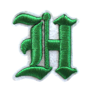 3D Old English Roman Font Alphabets A To Z Size 2 Inches Green Embroidery Patch