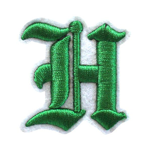 3D Old English Roman Font Alphabets A To Z Size 3 Inches Green Embroidery Patch